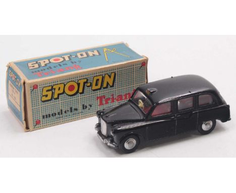 A Triang Spot-On Models No. 155 Austin Taxi FX4, comprising black body with red interior and spun hubs, housed in the origina