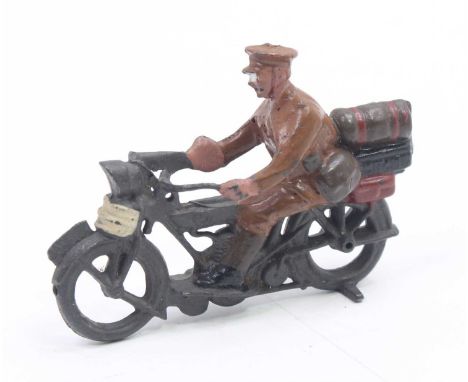 Britains Pre War Military Dispatch Rider, comprising of British Rider in peaked cap and base metal bike with registration L1 