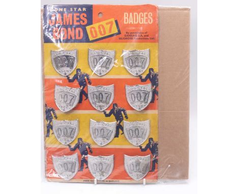 Lone Star James Bond Set of 12 007 Special Agent Badges, on original shop display tear off card, by permission of Dansaq, exc