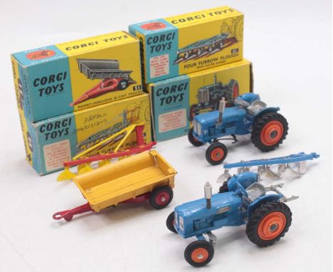 Corgi farming related group, to include two No. 55 Fordson Major Tractor, one boxed, both play worn, a boxed No. 51 trailer, 