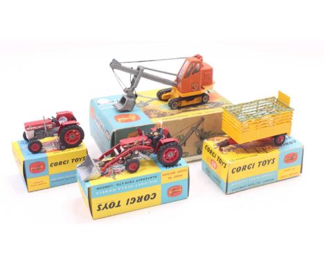 Corgi Toys Boxed group, to include No.1128 Preistman Luffing Shovel, No.58 Beast Carrier Trailer, No.66 Massey Ferguson 165 T