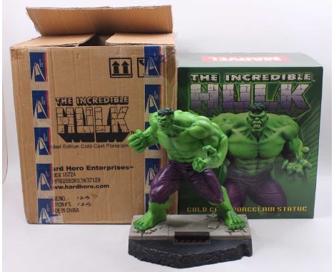 Marvel Hard Hero 2006 Limited Edition Cold Cast Porcelain Statue of The Incredible Hulk 0125/1000 released, housed in a polye