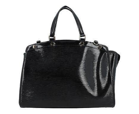 LOUIS VUITTON Handtasche "BREA MM". Koll. 2011. Epi Leder Serie in Schwarz mit Details aus schwarzem Lackleder und silberfarb