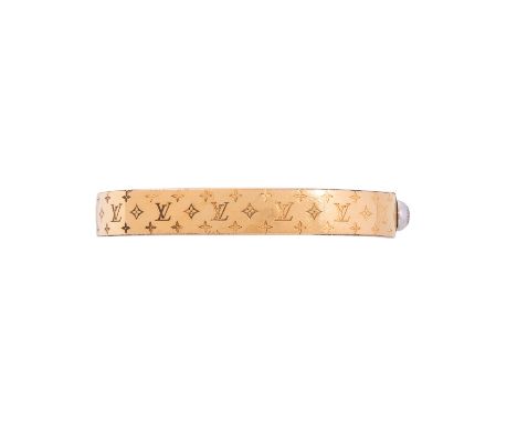 LOUIS VUITTON Armband "NANOGRAM MANSCHETTE", Koll.: 2018, akt. NP.: 560,-€, Gr. S. Messing mit Gold-Finish mit eingravierter 