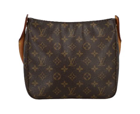 LOUIS VUITTON VINTAGE Schultertasche "LOOPING". Koll. 2001. Kleines Modell. Monogram Canvas Serie mit naturbelassenem Leder u