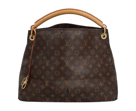 LOUIS VUITTON Schultertasche "ARTSY MM", Koll.: 2016. MATERIALFEHLER! Monogram Canvas Serie mit Rindsleder-Details, goldfarbe