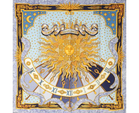 HERMÈS Seidencarré "CARPE DIEM". by Joachim Metz, Entwwurf erstmals erschienen 1994. Akt. NP.: 495,-€. 100% Seide. Zu Ehren d