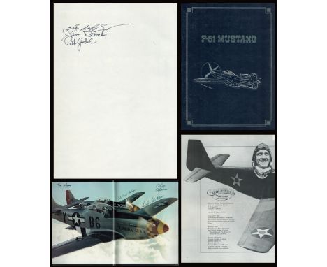 7 WW2 USAF P-51 Mustang Pilots Signed P-51 Mustang 1st Edition Hardback Book. Signed by Clyde B East, Jim Brooks, Bob Goebel,