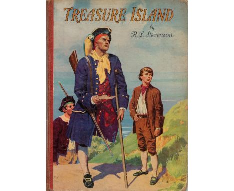 Treasure Island by T L Stevenson hardback book. First edition illustrated. Few knocks to edges. Good condition. We combine po