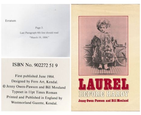 Allen Gordan signed  first edition hardback book titled Laurel Before Hardy with erratum. Published in 1984, this book is by 