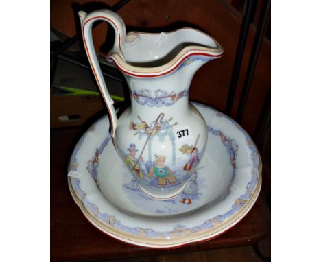Victorian chinoiserie "Mandarin" pattern jug and basin set