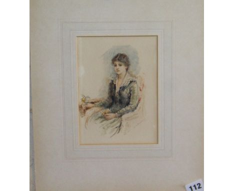 G.A. Bouvier watercolour portrait of seated lady