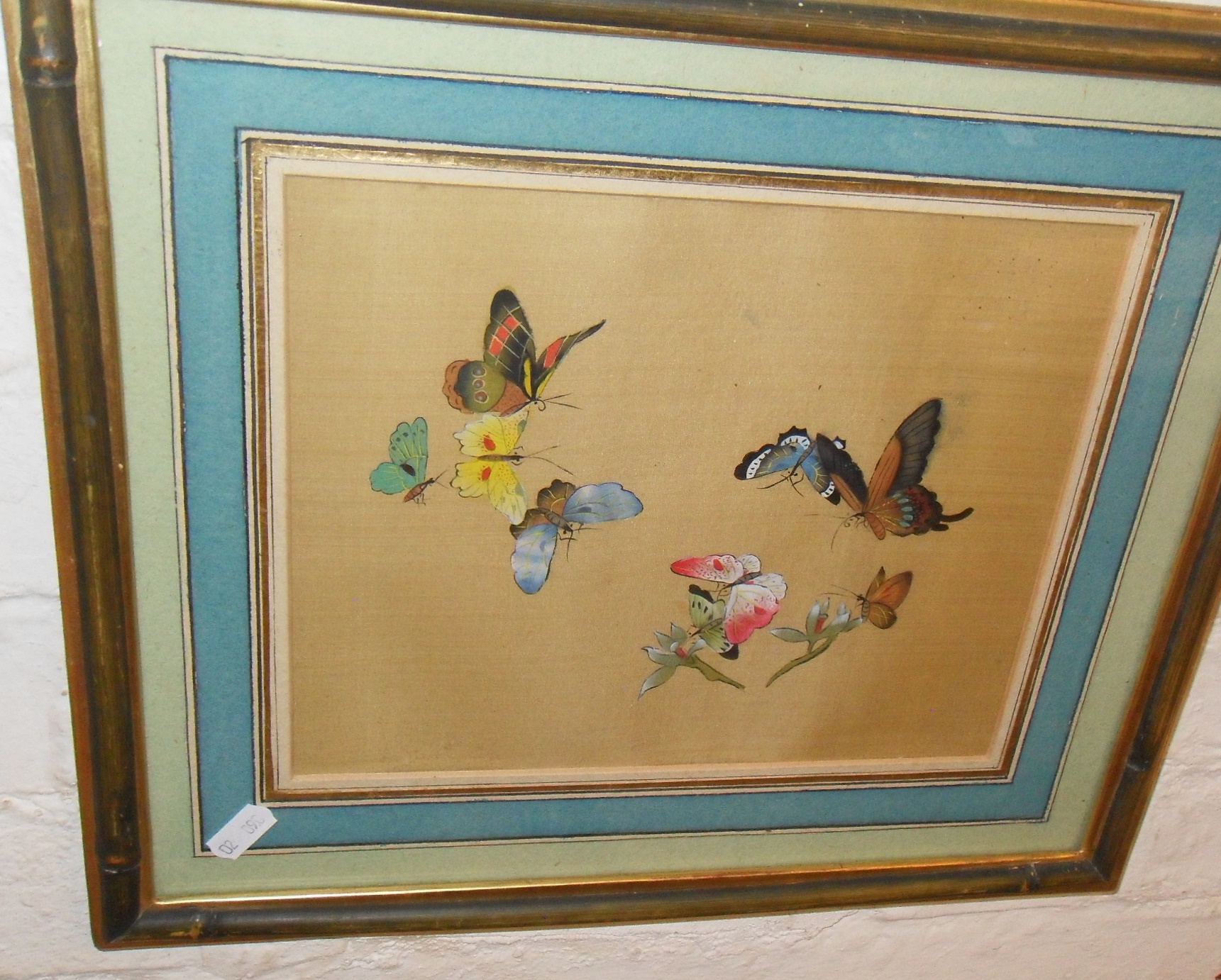 Set of ten Chinese butterfly paintings on silk