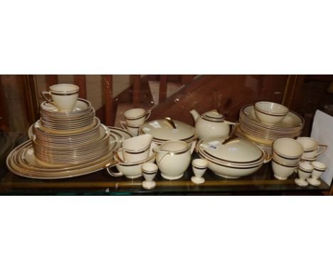 Large collection of Wedgwood Hermes Art Deco dinnerware inc. tureens, teapot etc.