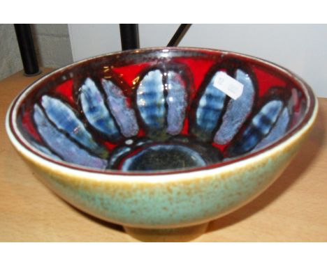 1960's Poole Pottery Delphis bowl, signed underneath possibly Judy Evens
