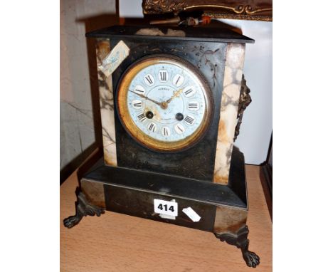 Victorian marble mantle clock by Rumbold of Salisbury
