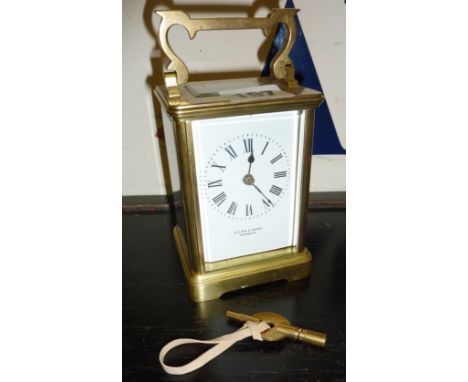 Allen & Daws of Norwich brass carriage clock with French movement (working)