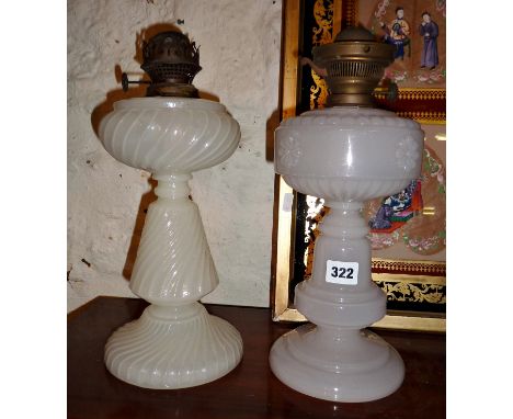 Two Victorian milk glass oil lamp bases
