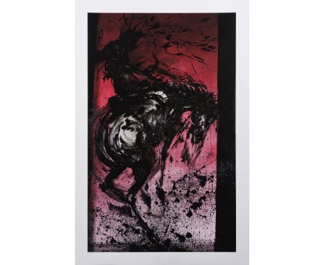Richard Hambleton (Canadian 1952-2017), 'Horse &amp; Rider - Bucking Red', 2018, giclee print on 308gsm Hahnemuhle Photo Rag 