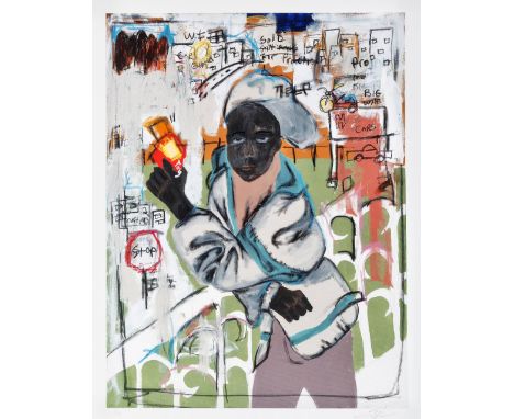 Jammie Holmes (American 1984-), 'Pop Gun', 2020, archival inkjet print on 290gsm paper, signed and numbered from an edition o