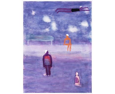 Katherine Bradford (American 1942-), 'Swimmers In Fog', 2021, archival pigment print on Hahnemuehle etching paper, signed and