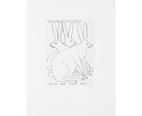 David Shrigley (British 1968-), 'We Won The Race', 2020, etching on 250g Somerset paper, signed, dated, and numbered from an 