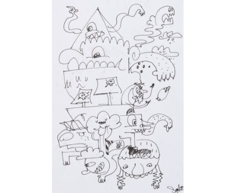 Mr Doodle (British 1994-), 'Untitled', unique inkl drawing on paper, signed 'Sam Cox' in black ink; 42 x 32cm inc frame ARR