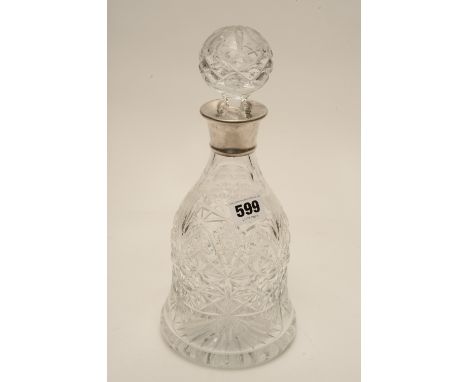 glass decanter silver collar marked 925 with glass stopper 