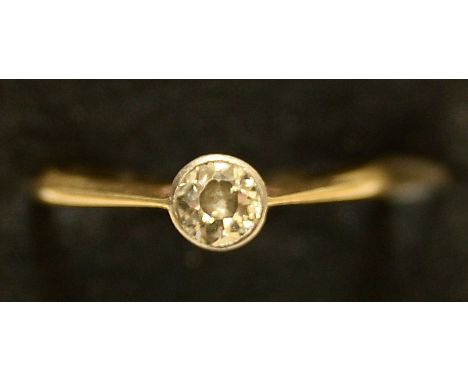 18ct gold old cut solitaire ring approx 0.33ct 1.71g size:L/M 