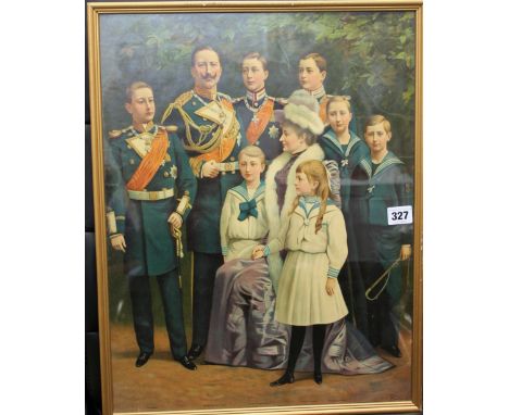 19th century process portrait print of Crown Prince Friedrich Wilhelm and family 38cm x 49cm (image only)  