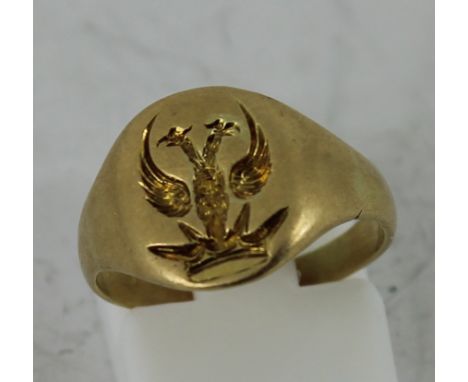 18ct yellow gold signet ring 5g size: K  