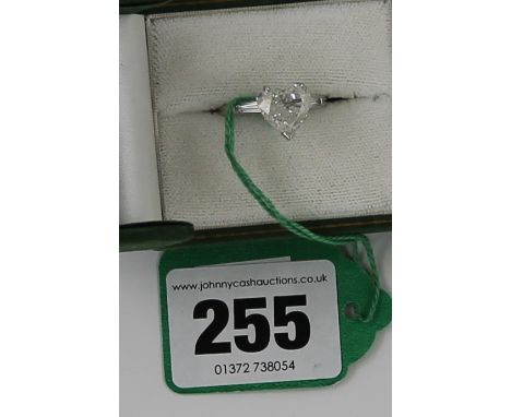 A platinum princess cut diamond solitaire ring 0.56ct colour D, Clarity VS2. Size: K. With certificate. GIA number: 211758338