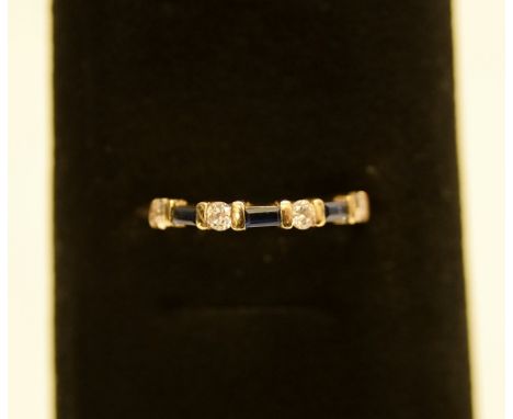 18ct gold diamond and sapphire engagement style ring 2.02g size: P 