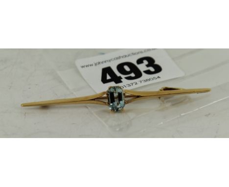 Unmarked gold tie pin 3g with blue stone  