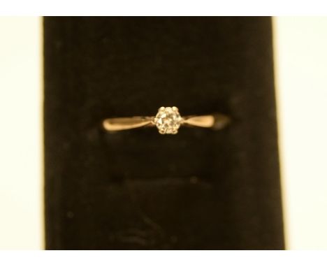 9ct gold solitaire ring approx 0.25ct 1.21g size: O 