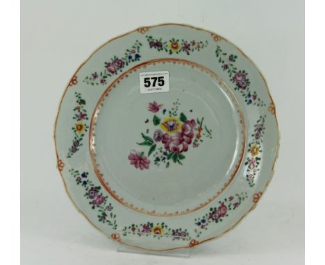 A 19th Century Chinese porcelain familial rose plate with bright enamel decoration 9'' diameter  