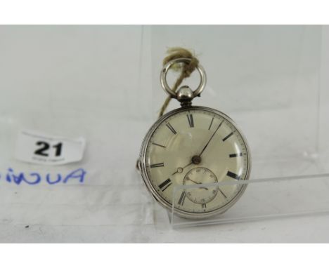 Hallmarked silver cased key wind pocket watch with key by Gowland & son. Liverpool with enamel dial and seconds dial  