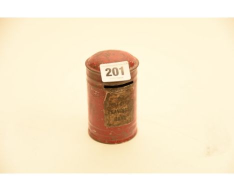 Vintage Tin Plate mail royal 'pillar box' money box  