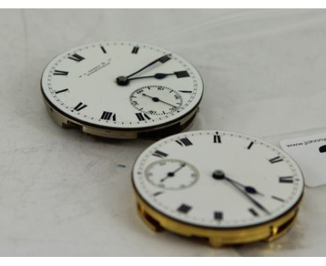 2 pocket watch movements with enamel dial  