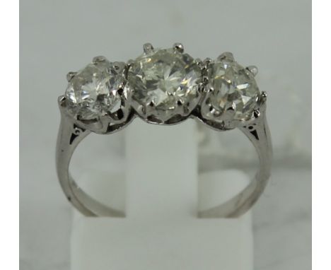 18ct white gold three stone ring 2.95ct approx. Size: L 