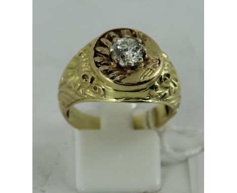 Yellow gold Gents Diamond ring 0.90cts size: T 