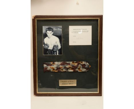 Framed Ronnie Kray ''Godfather of Crime'' worn tie with certificate signed by Kate Kray (wife).  