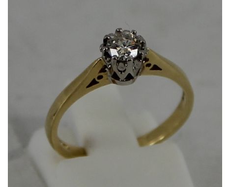 18ct yellow gold solitaire diamond ring approx 0.33ct 2.6g size: K 