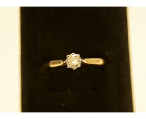 18ct gold solitaire diamond ring approx 0.33ct 2.9g size:M 