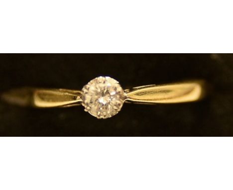 18ct gold diamond solitaire ring approx 0.20ct 2.20g size:L 