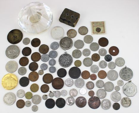 A mixed collection of coins, medals &amp; medallions to include six Ancient Greek coins, a Roman coin, a ten dollars East Car
