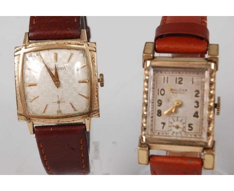 A vintage Bulova gent's gold plated wristwatch, having a signed silvered dial with baton markers, subsidiary seconds dial, 17