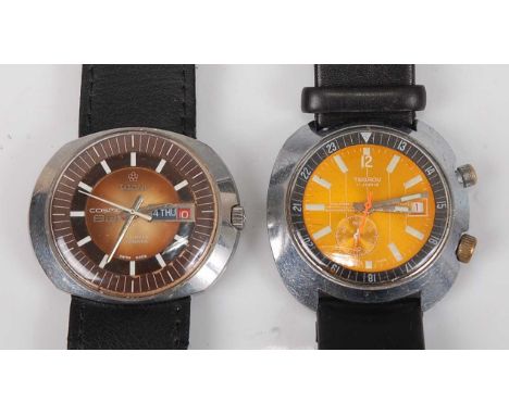 A gent's Titoni Cosmo 88 steel cased vintage wristwatch, circa 1970s, having a signed metallic brown dial with luminous baton