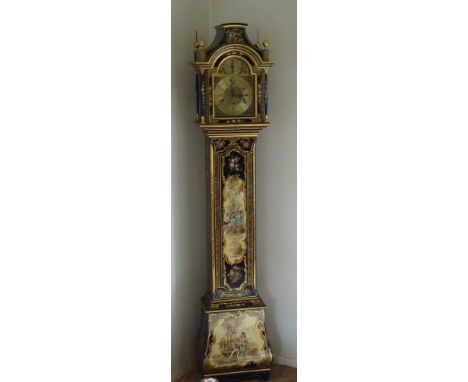 An Italianate style eight day Longcase Clock of diminutive proportions, the 8" broken arch brass dial with strike silent and 