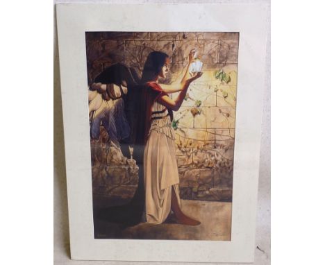 Michael P Whelan (American, b. 1950) Limited Edition Fine Art Print depicting an angel carrying a lamp, signed in the plate a